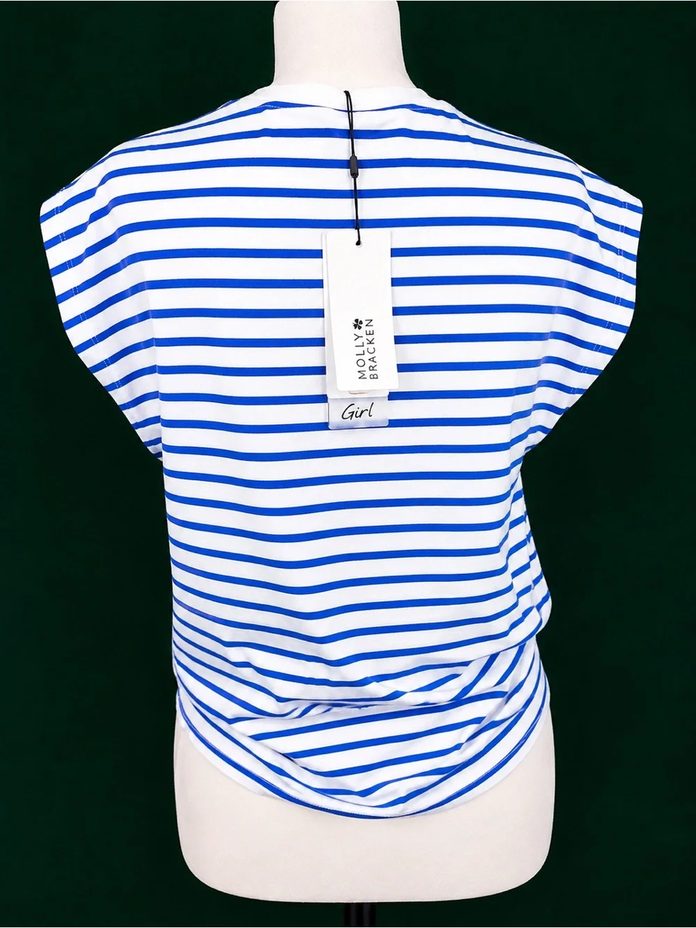 Molly Bracken White & Blue Striped Short Sleeve Tie-Hem Tee